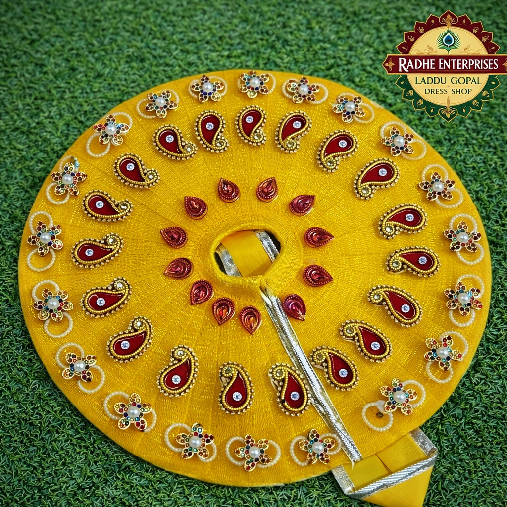 YELLOW COLOUR LADDU GOPAL DRESS WITH MUKUT