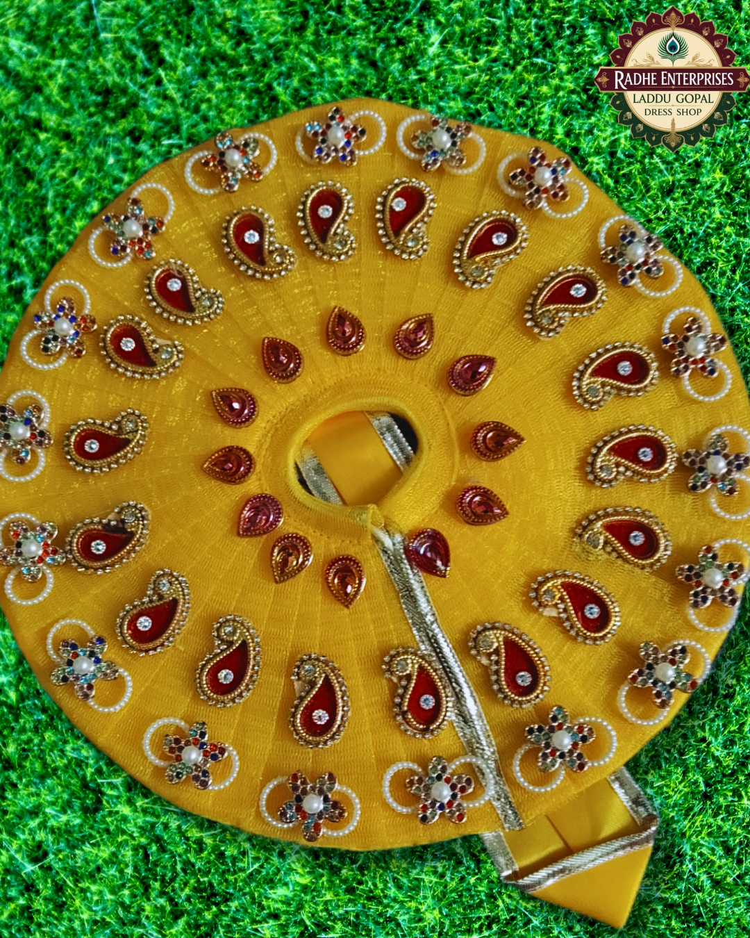 6 NO LADDU GOPAL JI DRESS IN YELLOW COLOUR WITH MUKUT