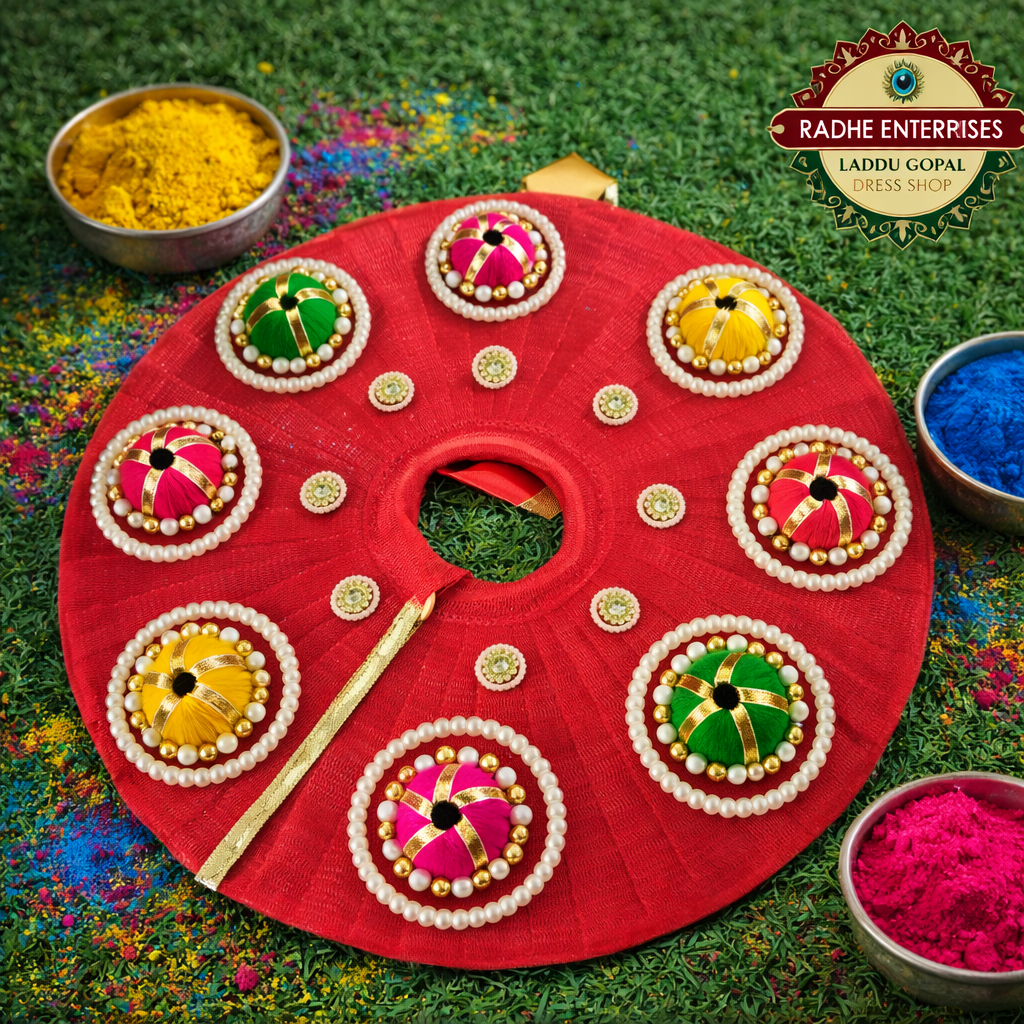 RED COLOUR HOLI SPECIAL DRESS WITH MUKUT