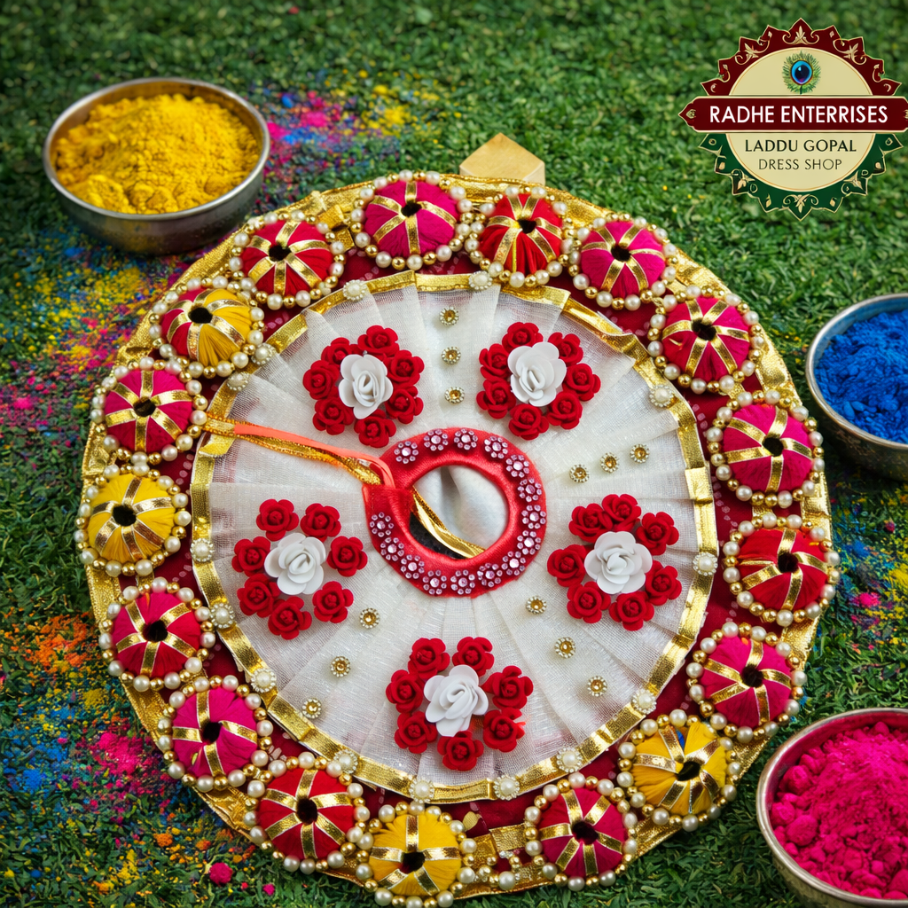 HOLI DRESS FOR LADDU GOPAL WITH MUKUT